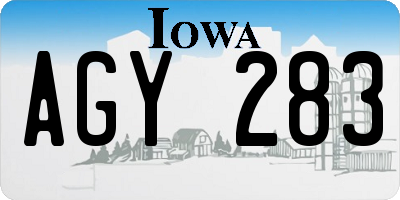 IA license plate AGY283