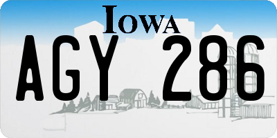IA license plate AGY286