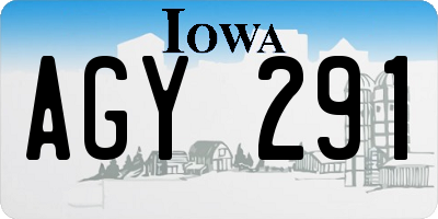 IA license plate AGY291
