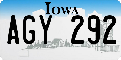 IA license plate AGY292