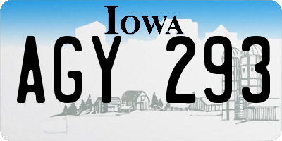 IA license plate AGY293
