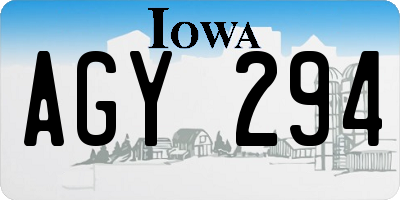 IA license plate AGY294