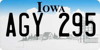 IA license plate AGY295