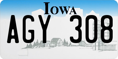 IA license plate AGY308