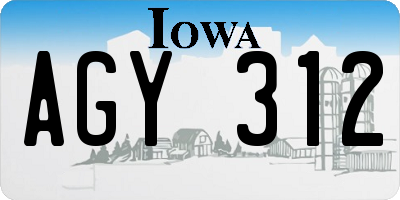 IA license plate AGY312