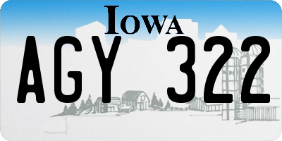 IA license plate AGY322
