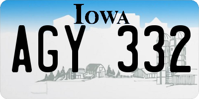 IA license plate AGY332