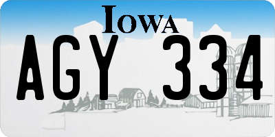 IA license plate AGY334
