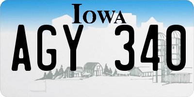 IA license plate AGY340