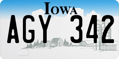 IA license plate AGY342