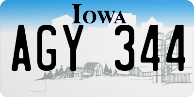 IA license plate AGY344