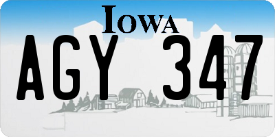 IA license plate AGY347