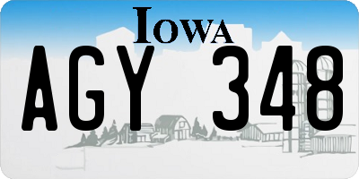 IA license plate AGY348