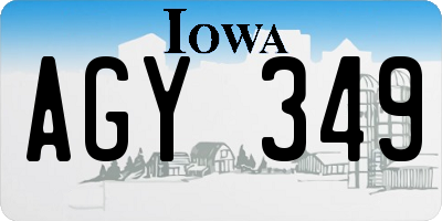 IA license plate AGY349