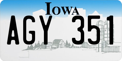 IA license plate AGY351