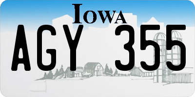 IA license plate AGY355