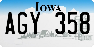 IA license plate AGY358