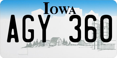 IA license plate AGY360