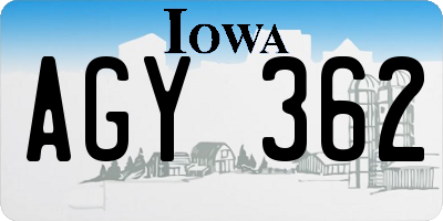IA license plate AGY362