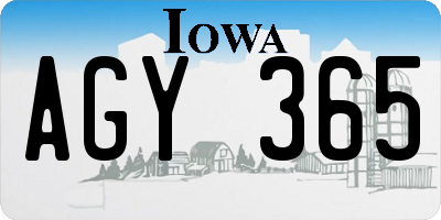 IA license plate AGY365