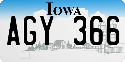 IA license plate AGY366