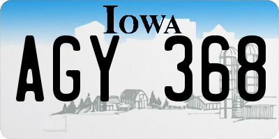 IA license plate AGY368