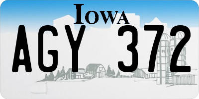 IA license plate AGY372
