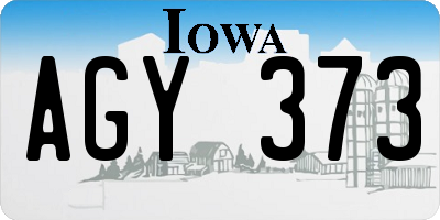 IA license plate AGY373
