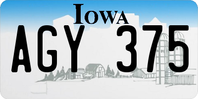 IA license plate AGY375