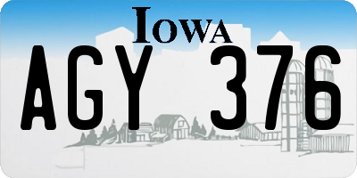 IA license plate AGY376