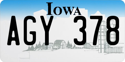 IA license plate AGY378