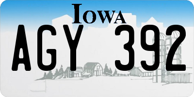 IA license plate AGY392