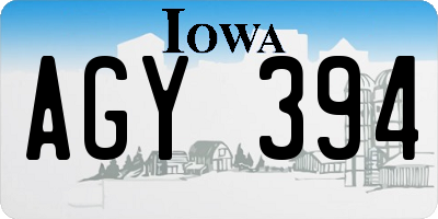 IA license plate AGY394