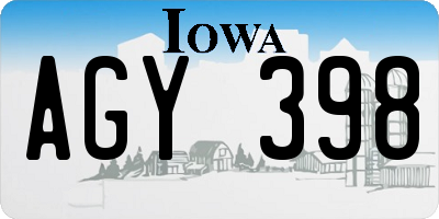 IA license plate AGY398
