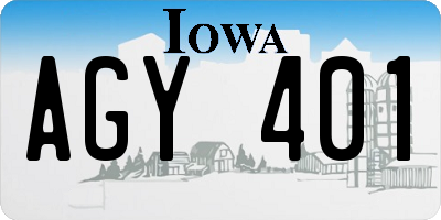 IA license plate AGY401