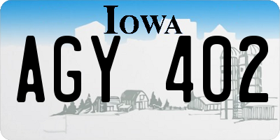 IA license plate AGY402