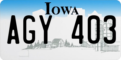 IA license plate AGY403