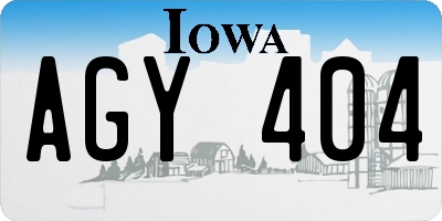 IA license plate AGY404