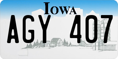 IA license plate AGY407