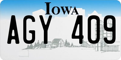 IA license plate AGY409