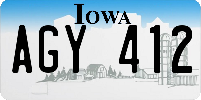 IA license plate AGY412