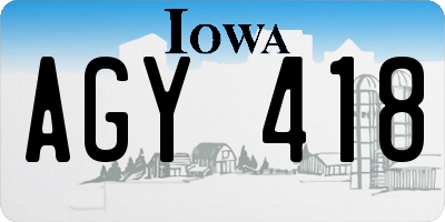 IA license plate AGY418