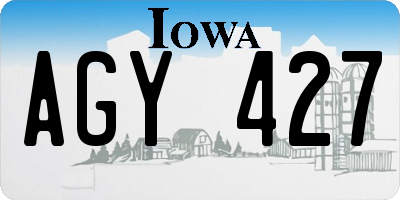 IA license plate AGY427