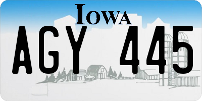 IA license plate AGY445
