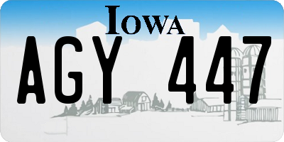 IA license plate AGY447