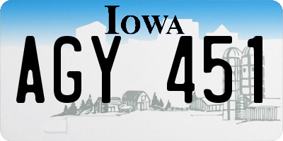 IA license plate AGY451