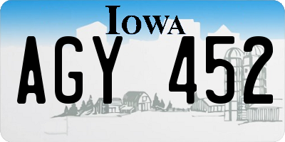 IA license plate AGY452