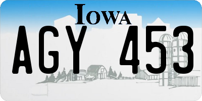 IA license plate AGY453