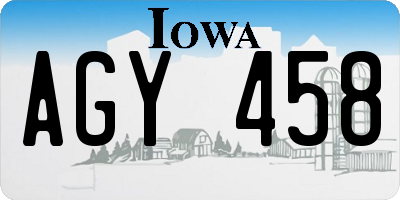 IA license plate AGY458