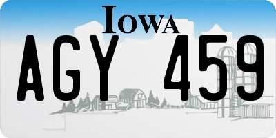 IA license plate AGY459